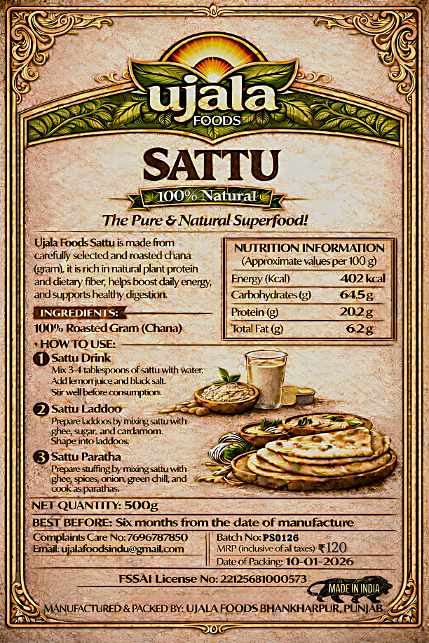 Ujala Foods Premium Sattu (500g) – Natural Protein, Energy & Daily Nutrition