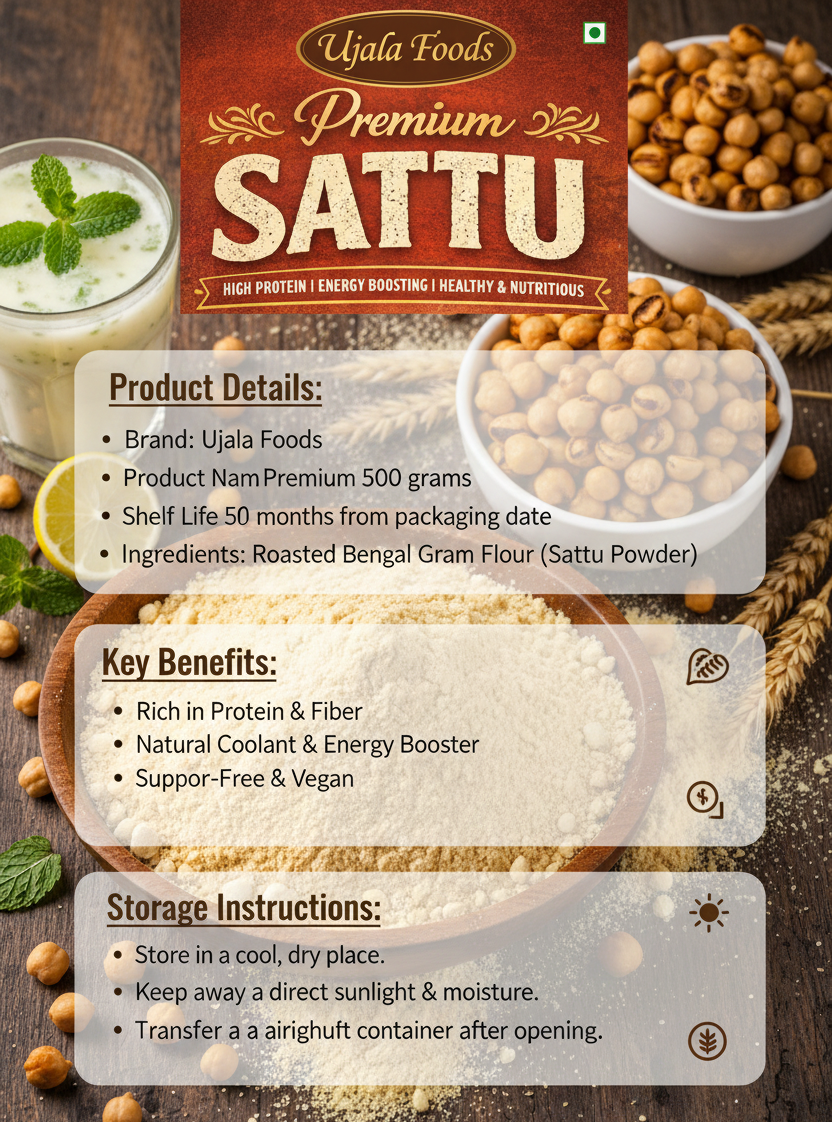 Ujala Foods Premium Sattu (500g) – Natural Protein, Energy & Daily Nutrition